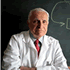 Lab coat doctor with blackboard